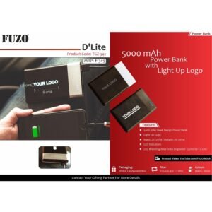 D'Lite 5000 mAh power Bank with Light Up Logo - TGZ-342