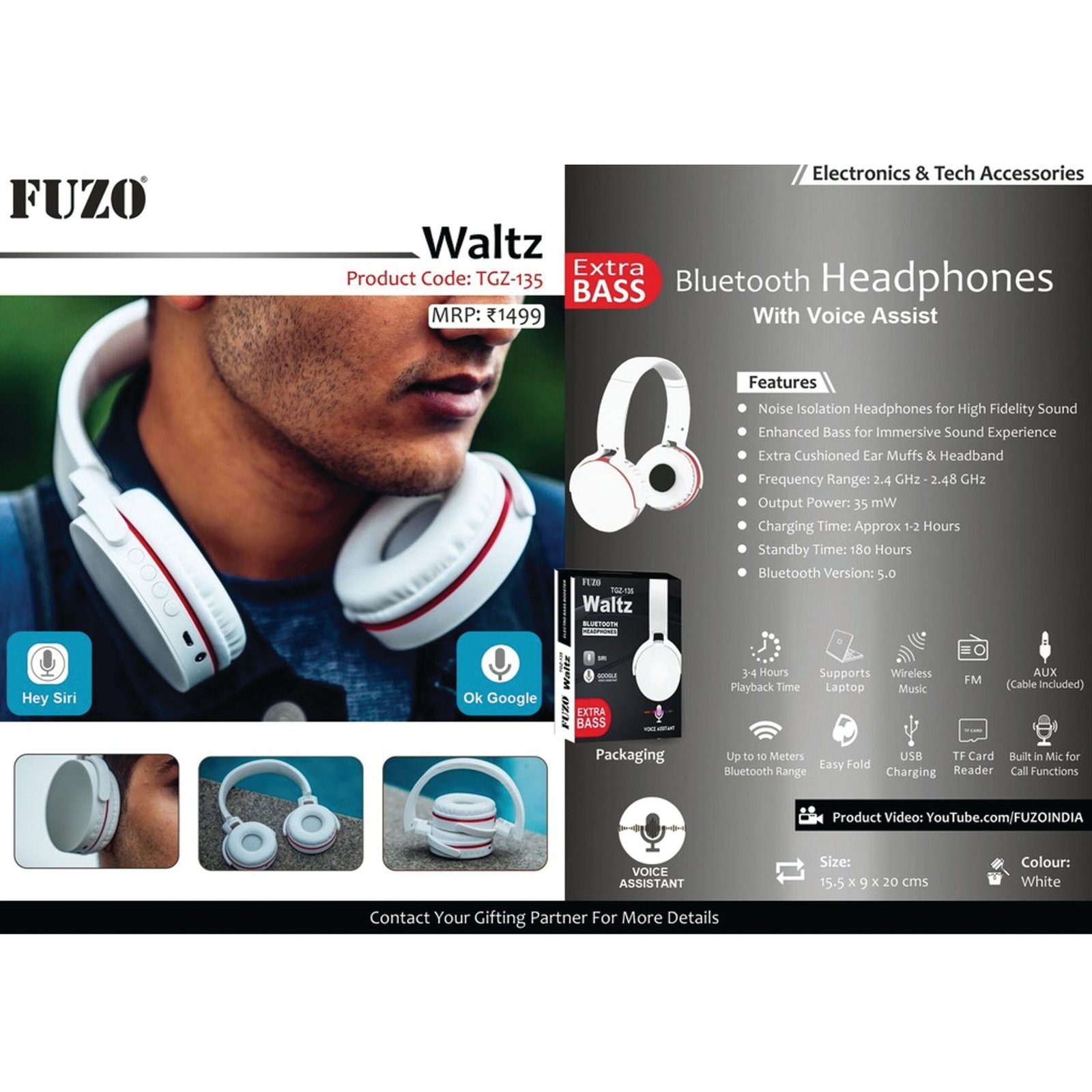 Waltz Bluetooth Headphones with Voice Assist - TGZ-135 - Image 2
